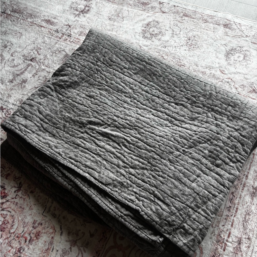 Restoration Hardware King-Size Charcoal Gray Quilted Comforter